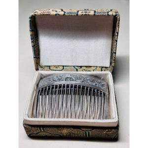 A Pair Of Chinese Silver Combs. Chinese Export Silver